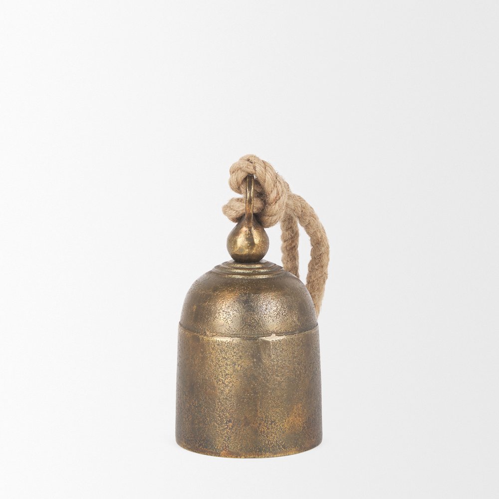 Quincy Small Gold Metal Decorative Bell Object. Picture 9