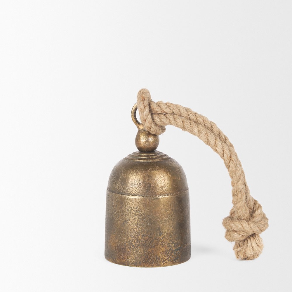 Quincy Small Gold Metal Decorative Bell Object. Picture 10