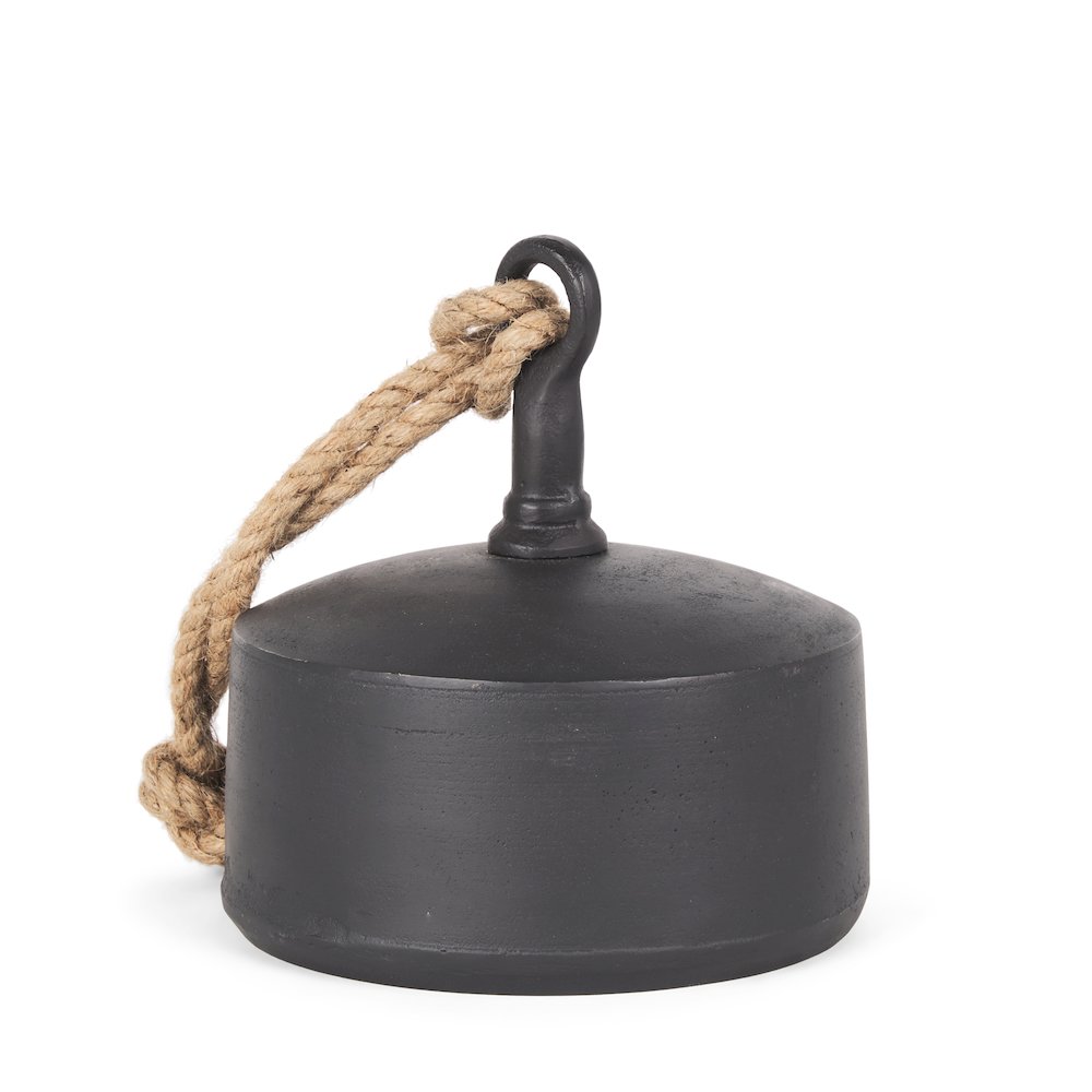 Quincy Large Matte Black Metal Decorative Bell Object. Picture 1