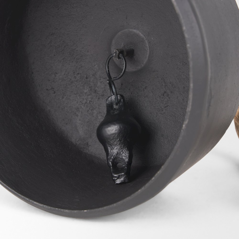 Quincy Large Matte Black Metal Decorative Bell Object. Picture 3