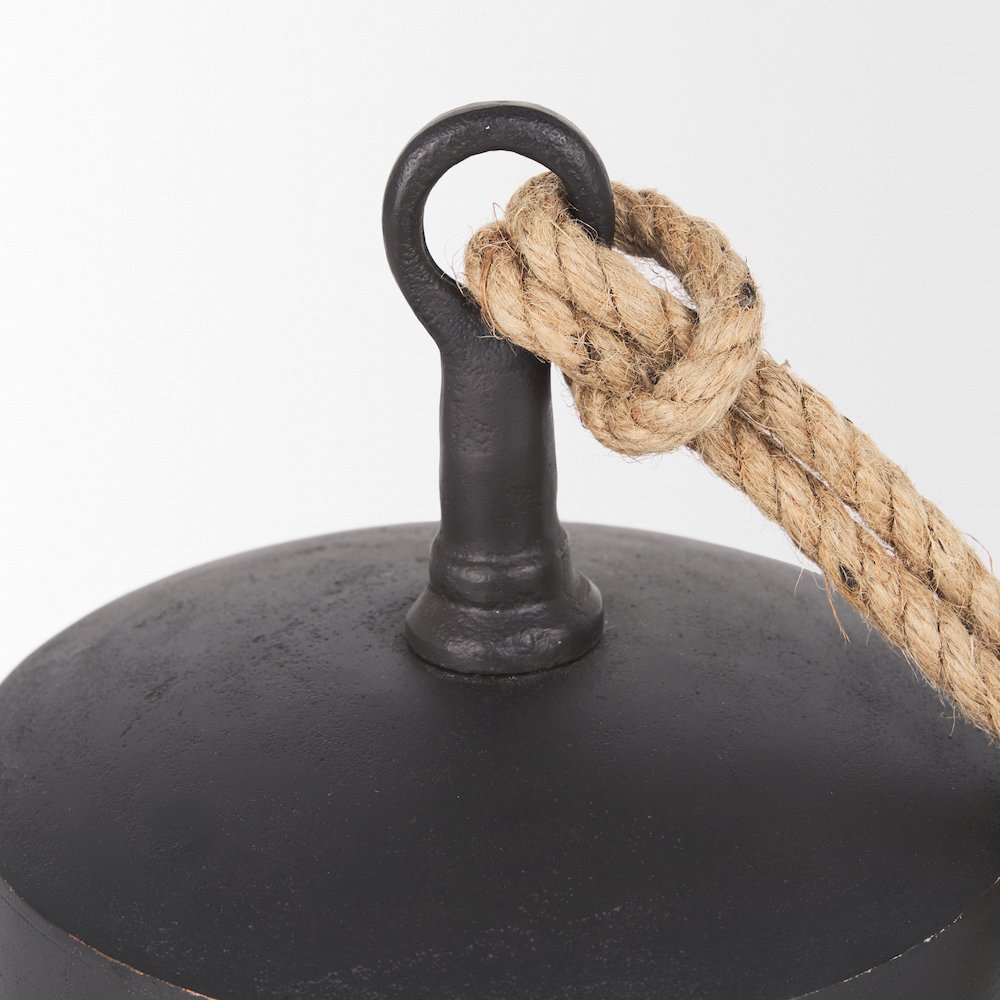 Quincy Large Matte Black Metal Decorative Bell Object. Picture 10