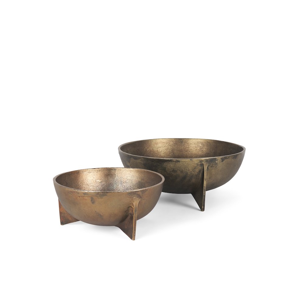 Large Gold Metal Decorative Bowls (Set Of 2). Picture 1