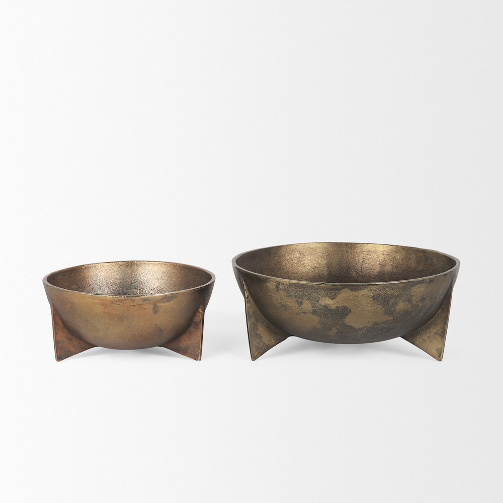 Large Gold Metal Decorative Bowls (Set Of 2). Picture 8