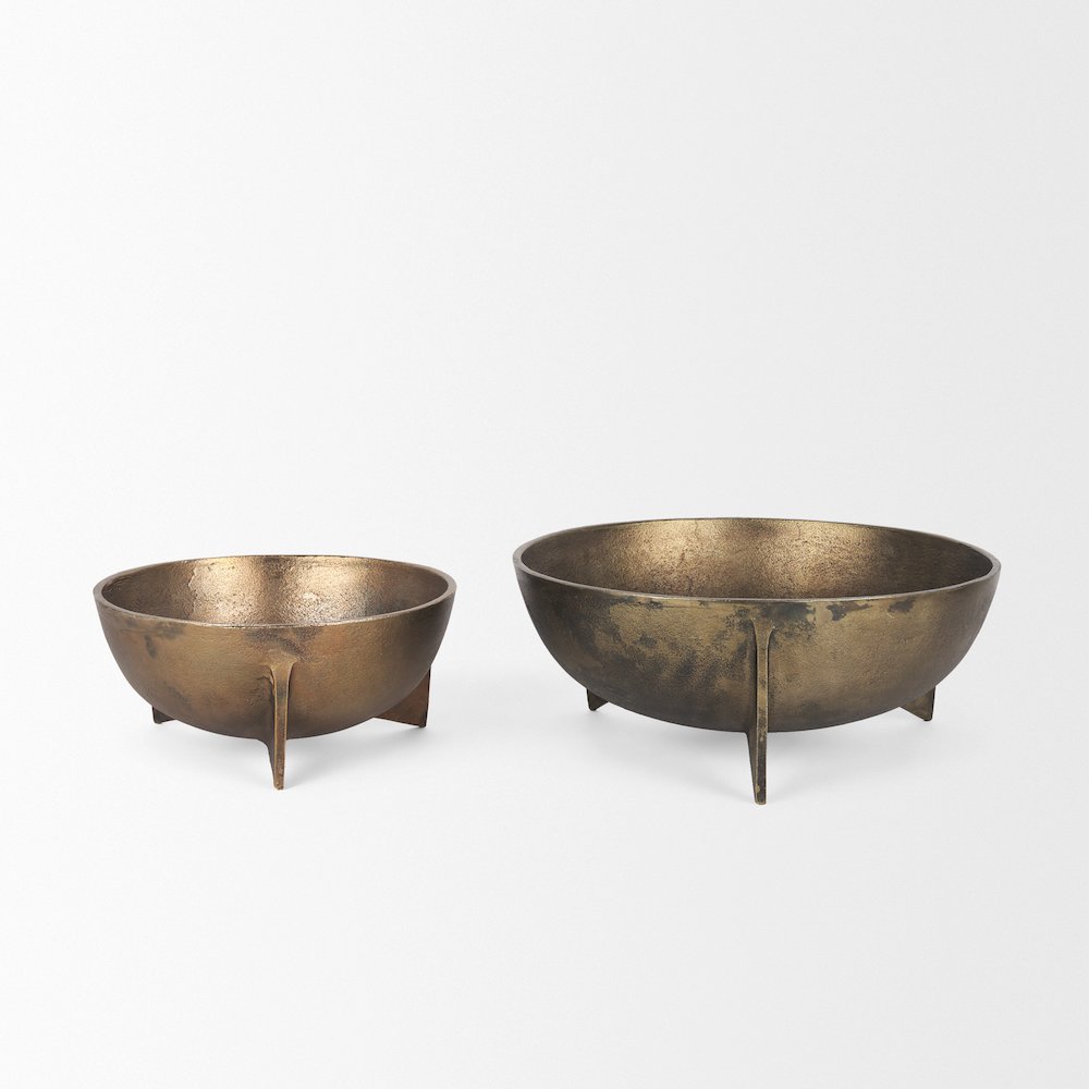 Large Gold Metal Decorative Bowls (Set Of 2). Picture 9
