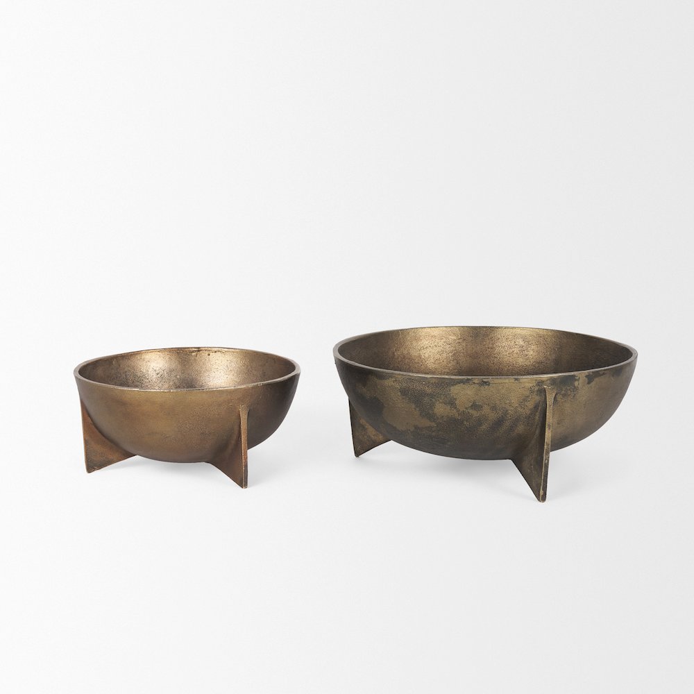 Large Gold Metal Decorative Bowls (Set Of 2). Picture 10