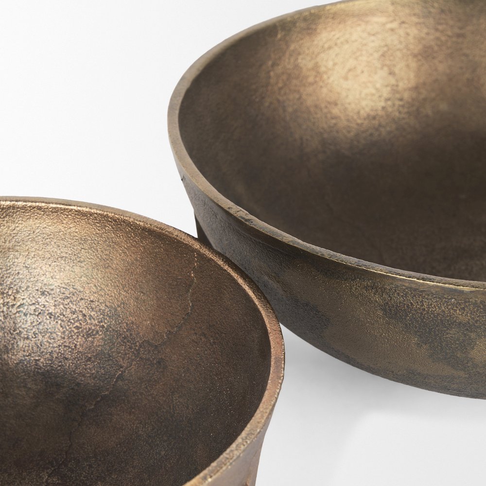 Large Gold Metal Decorative Bowls (Set Of 2). Picture 11