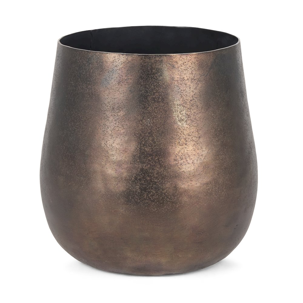 Quade Large Textured Gold Metal Planter. Picture 1