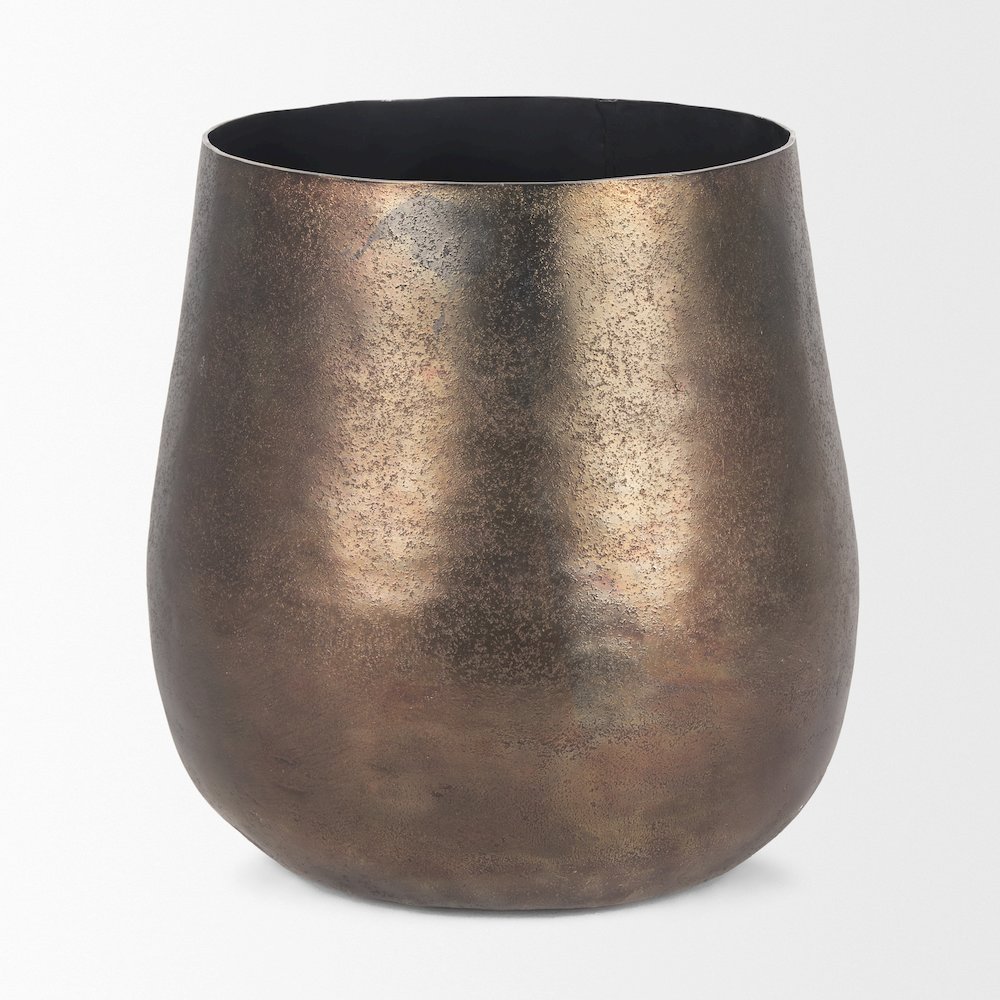 Quade Large Textured Gold Metal Planter. Picture 7
