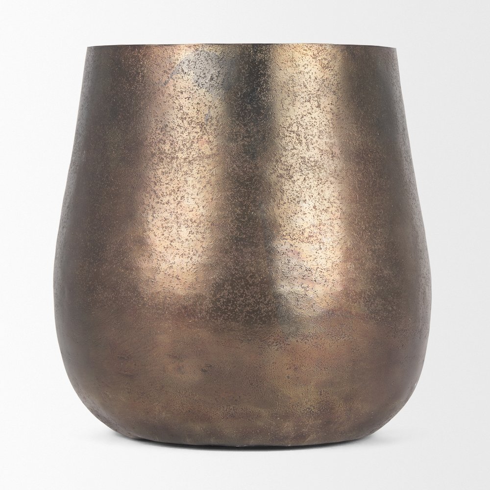 Quade Large Textured Gold Metal Planter. Picture 8