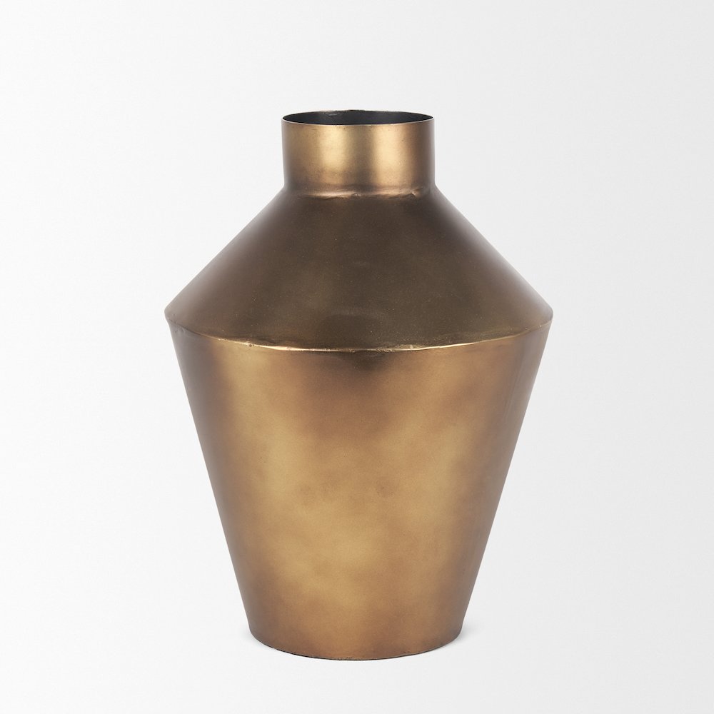 Perrin Small Brushed Gold Metal Decorative Vase. Picture 9