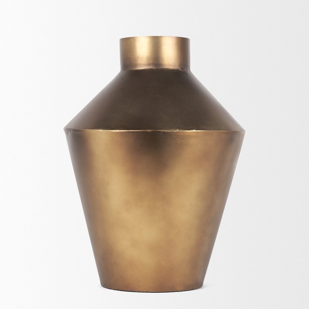 Perrin Small Brushed Gold Metal Decorative Vase. Picture 10