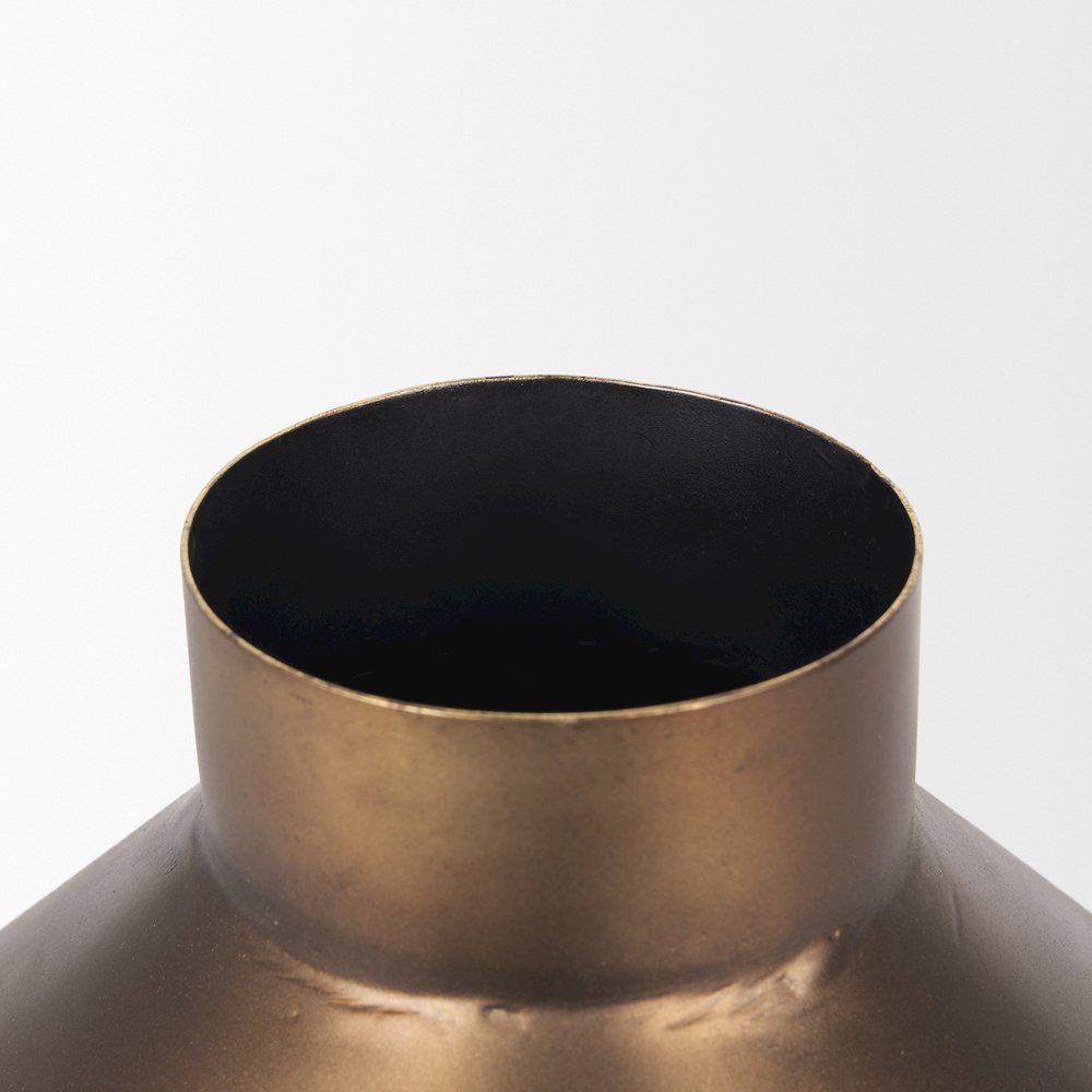 Perrin Small Brushed Gold Metal Decorative Vase. Picture 11