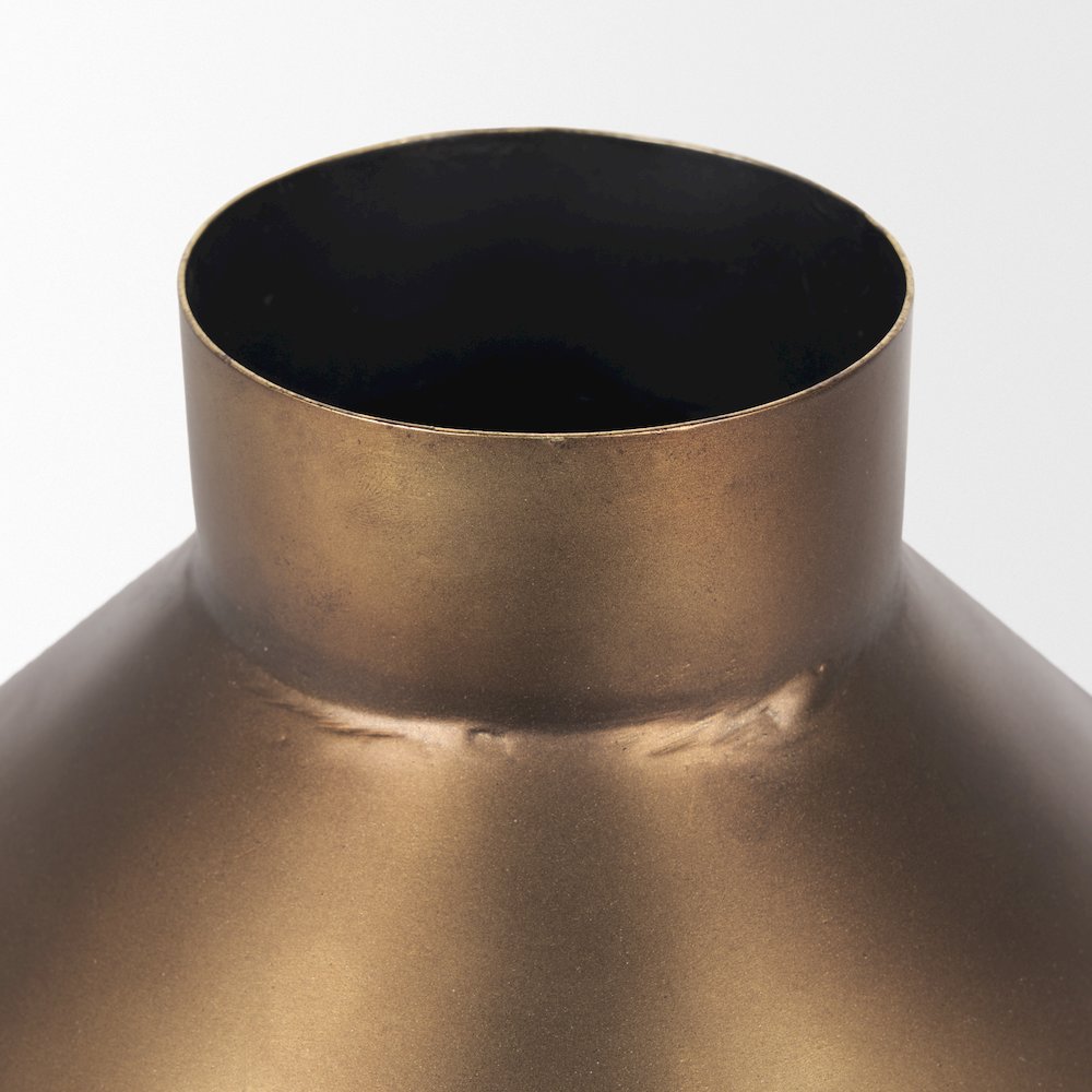 Perrin Small Brushed Gold Metal Decorative Vase. Picture 12