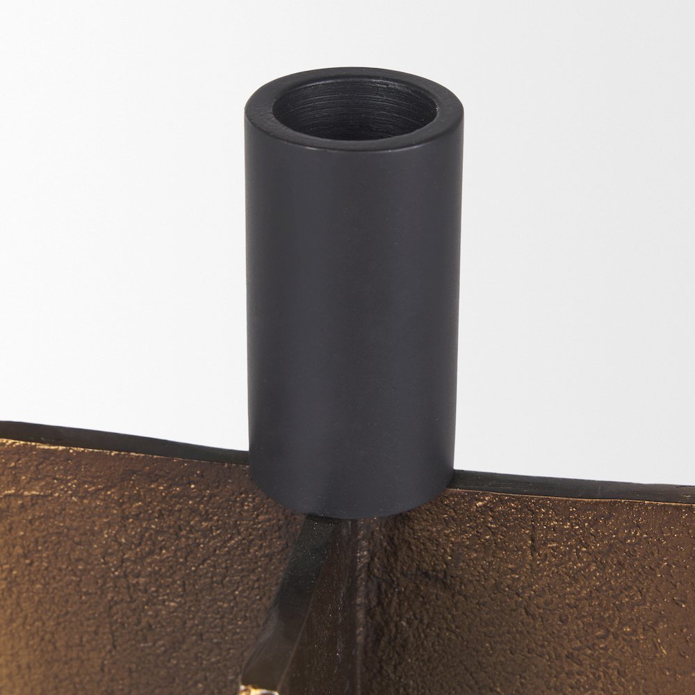 Pia Antiqued Gold Black Metal Taper Candleholder (Set of 2). Picture 9