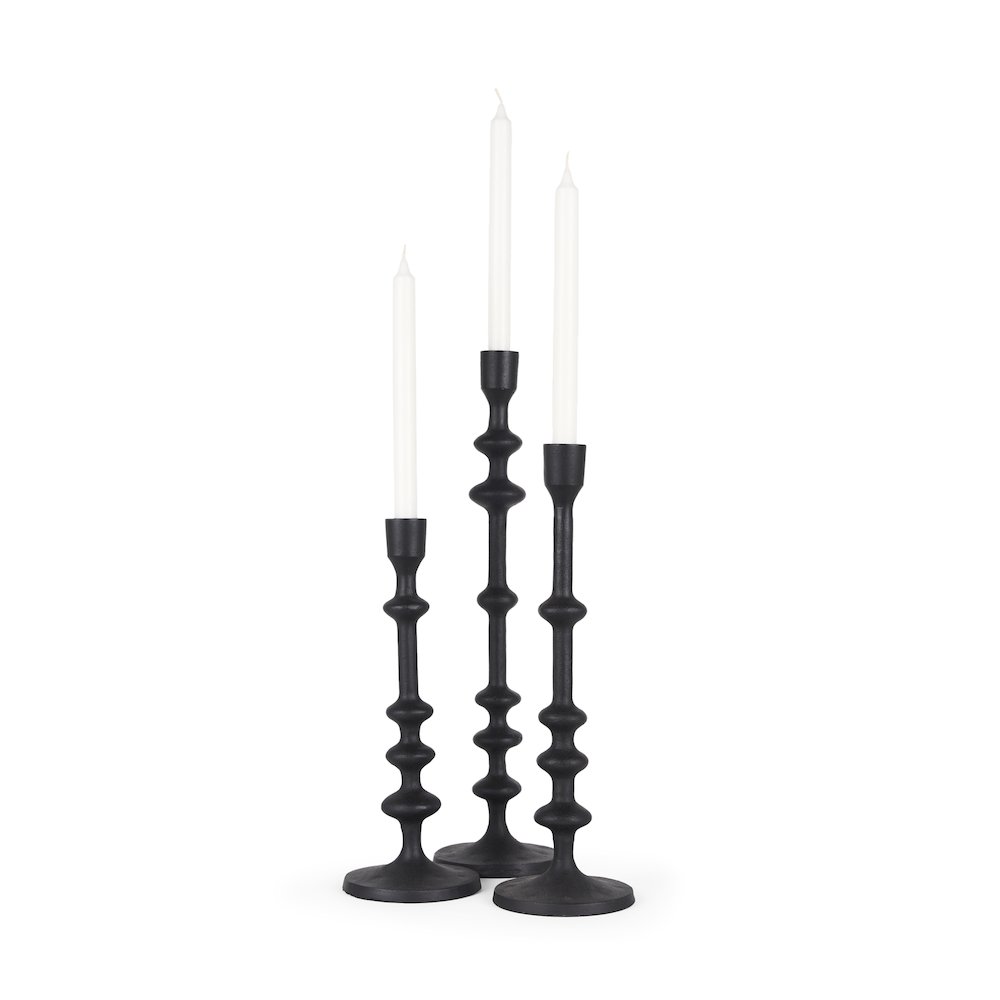 Paolo Matte Black Metal Candle Holder (Set of 3). Picture 1