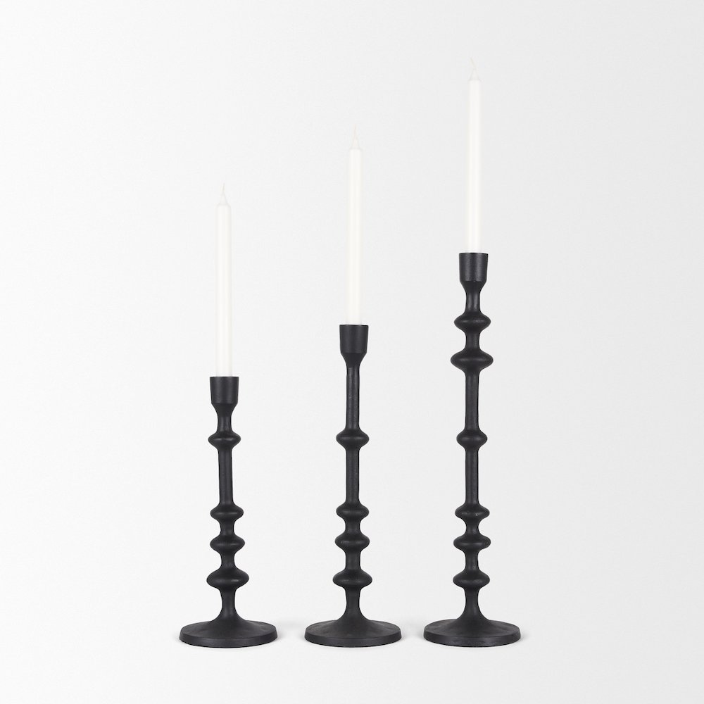 Paolo Matte Black Metal Candle Holder (Set of 3). Picture 4