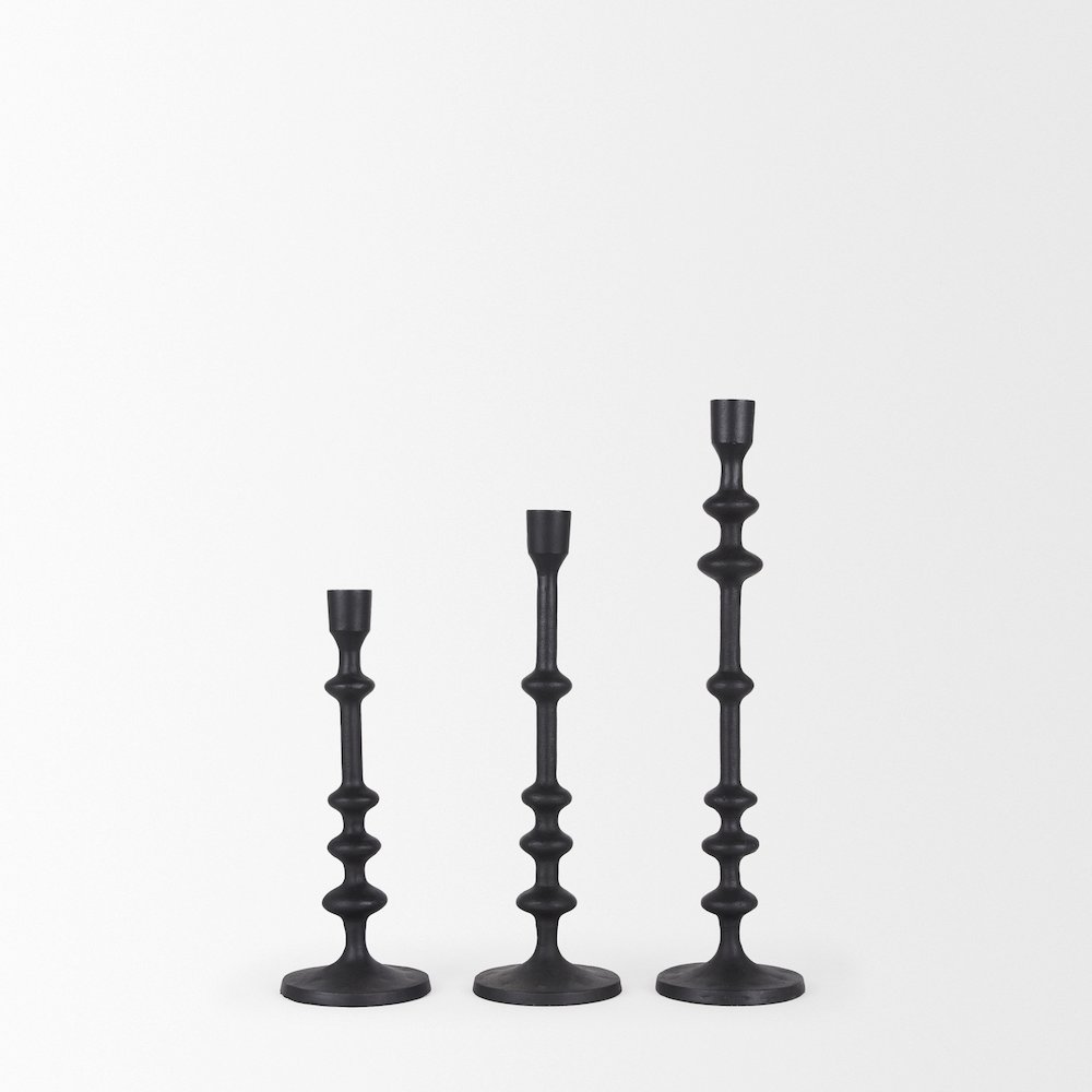 Paolo Matte Black Metal Candle Holder (Set of 3). Picture 5