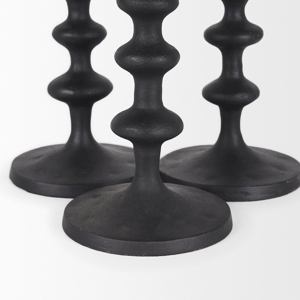 Paolo Matte Black Metal Candle Holder (Set of 3). Picture 8