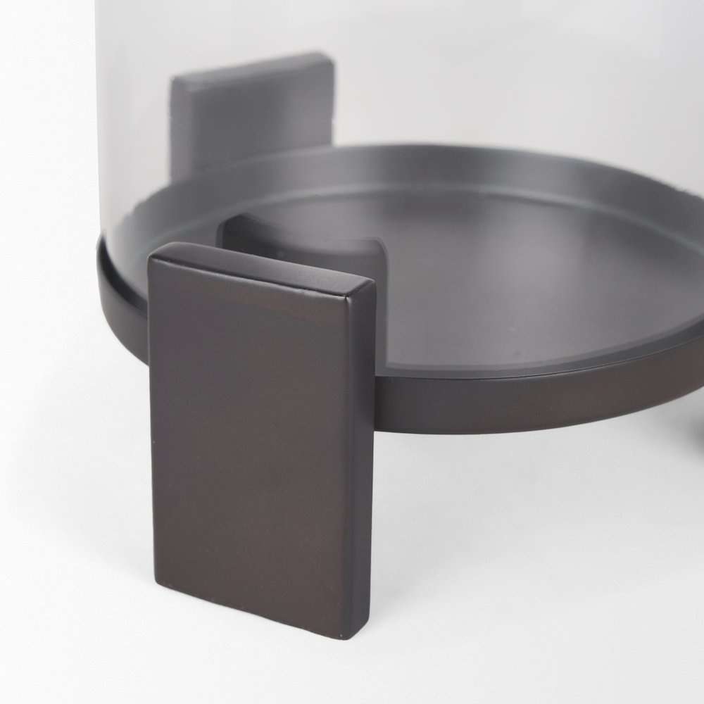 Price Small Matte Black Metal Glass Hurricane Candle Holder. Picture 3