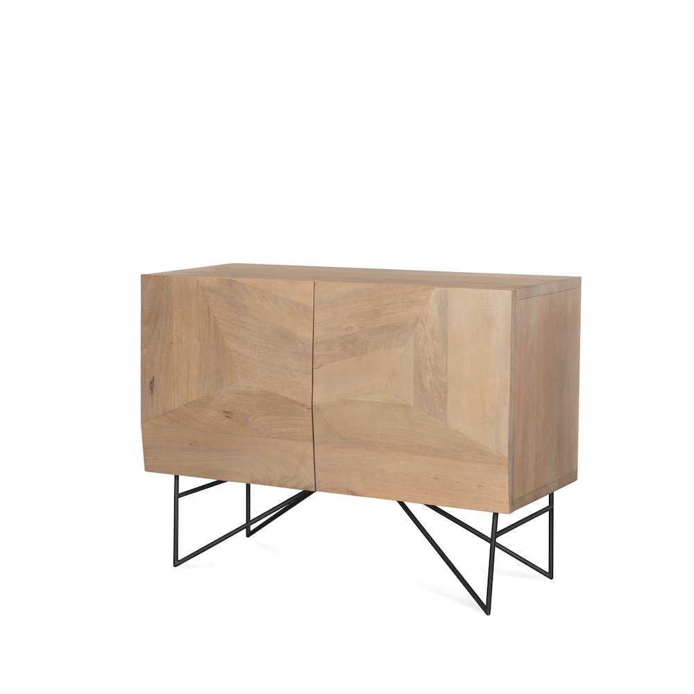 Light Brown Wooden 2 Door 2 Shelves Accent Cabinet. Picture 1