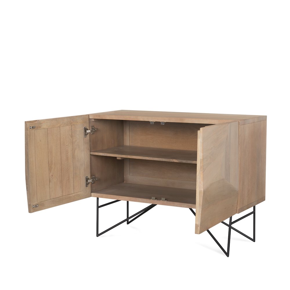 Light Brown Wooden 2 Door 2 Shelves Accent Cabinet. Picture 11