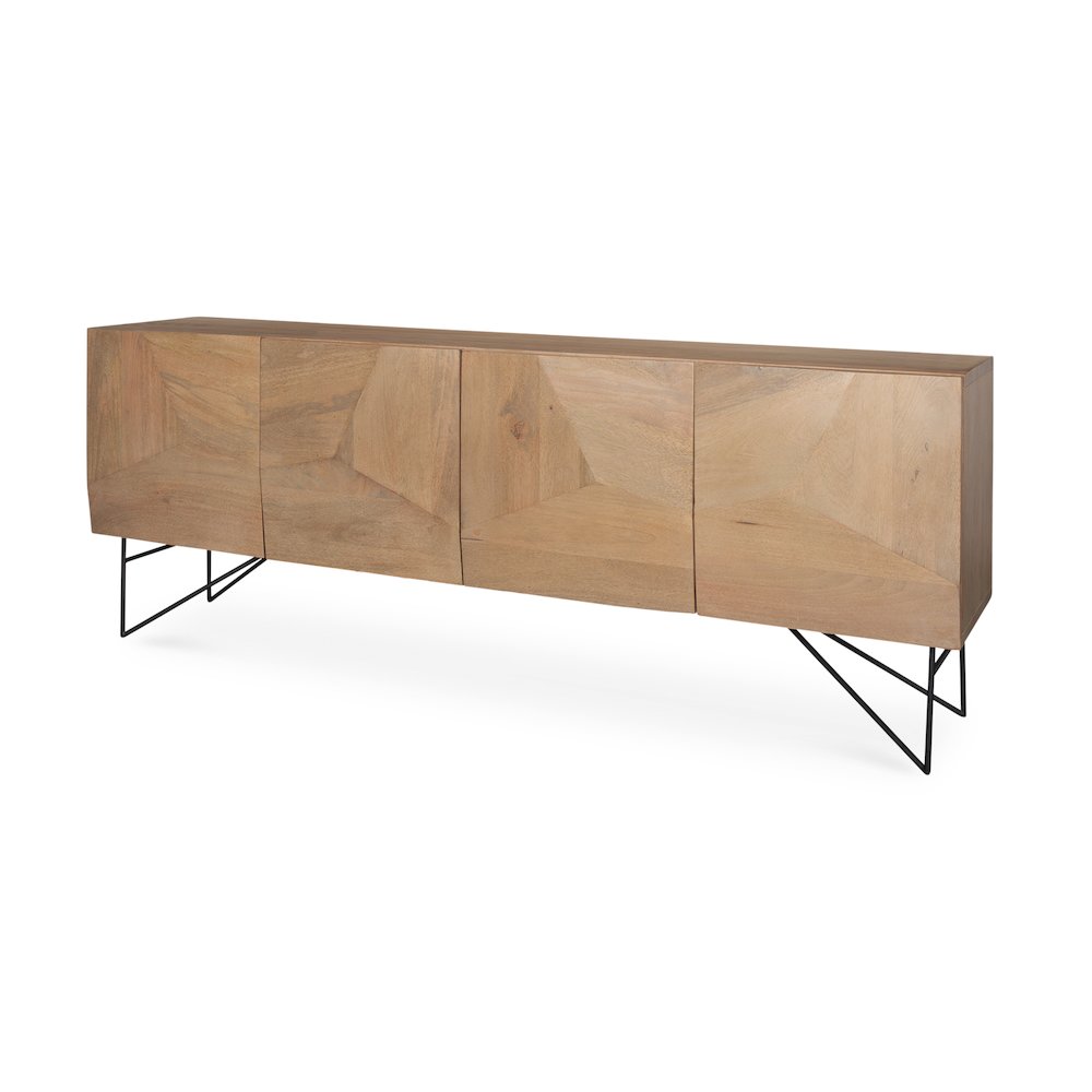 Darwin Light Brown Wooden 4 Door 2 Shelves Sideboard. Picture 1