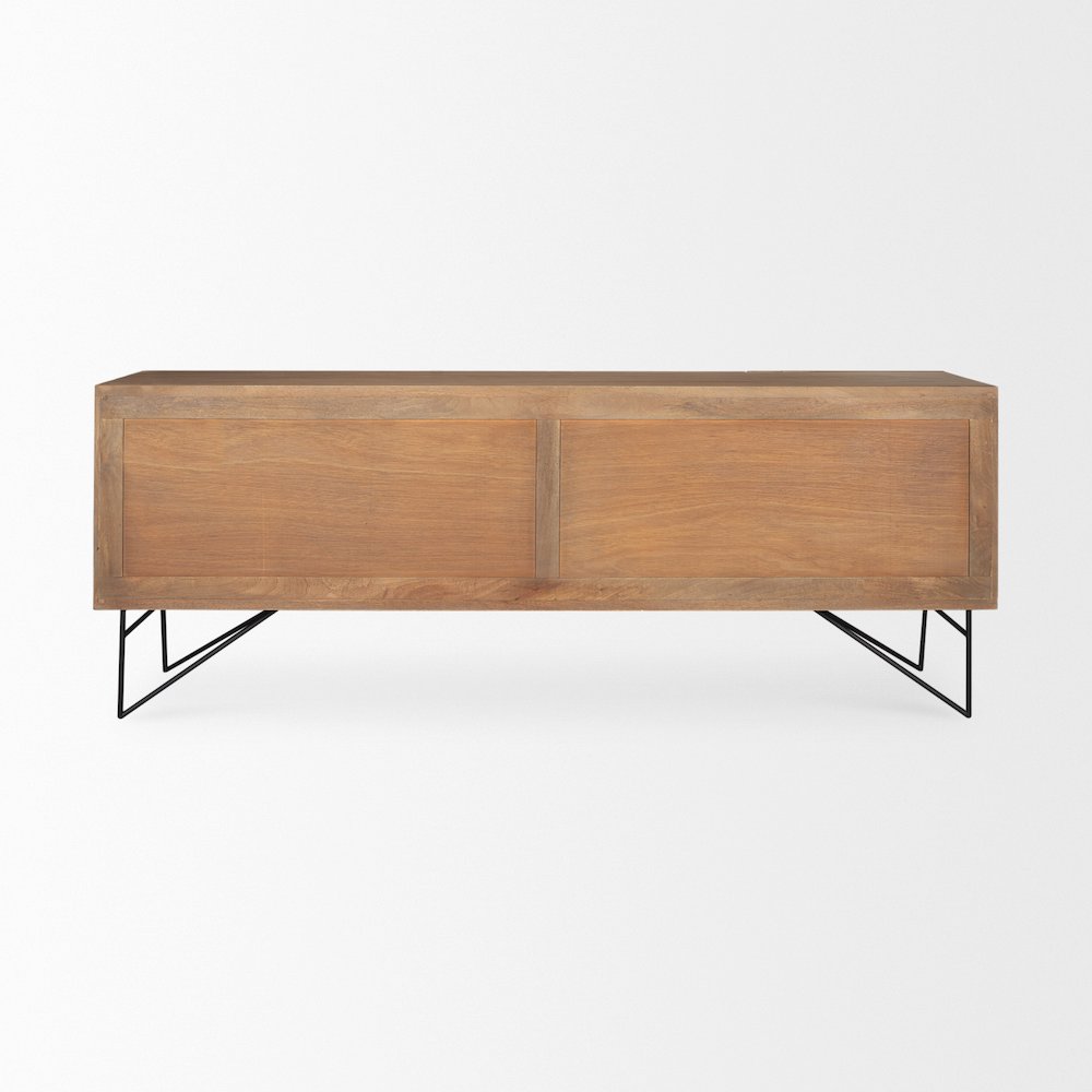 Darwin Light Brown Wooden 4 Door 2 Shelves Sideboard. Picture 9