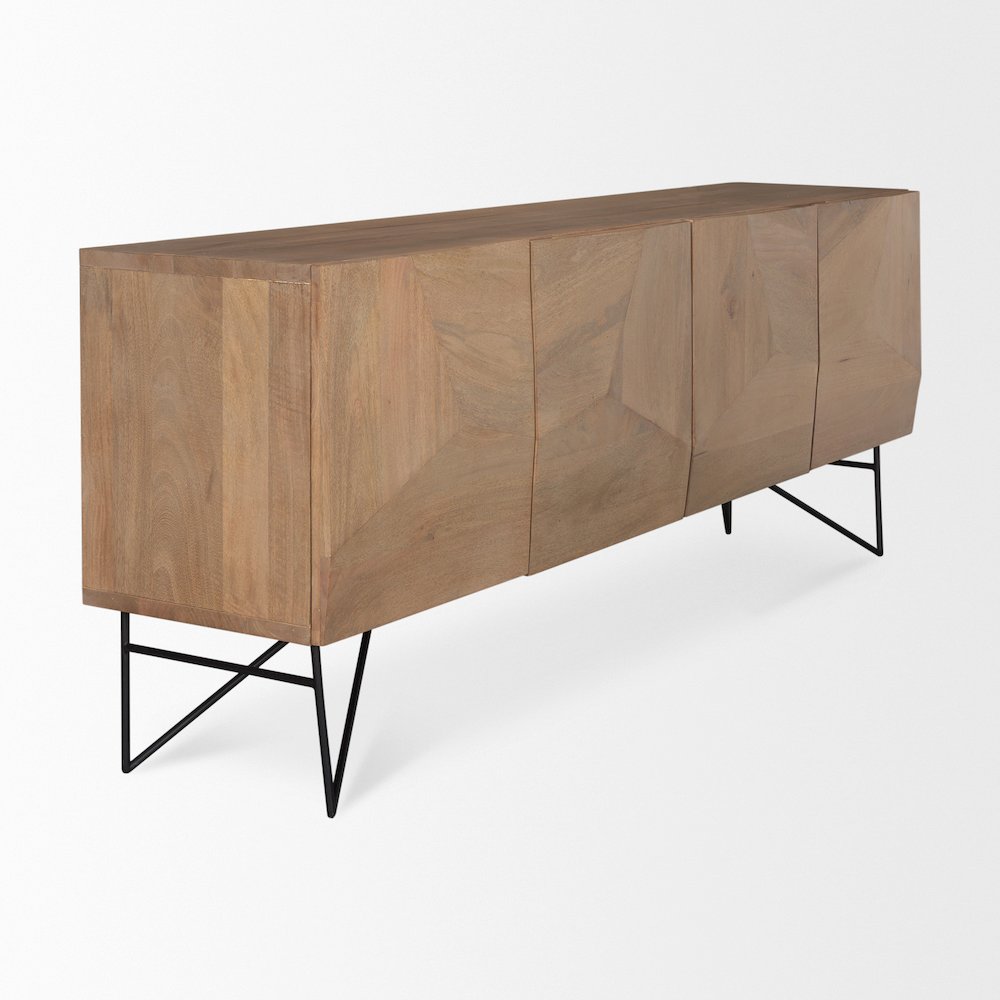 Darwin Light Brown Wooden 4 Door 2 Shelves Sideboard. Picture 10