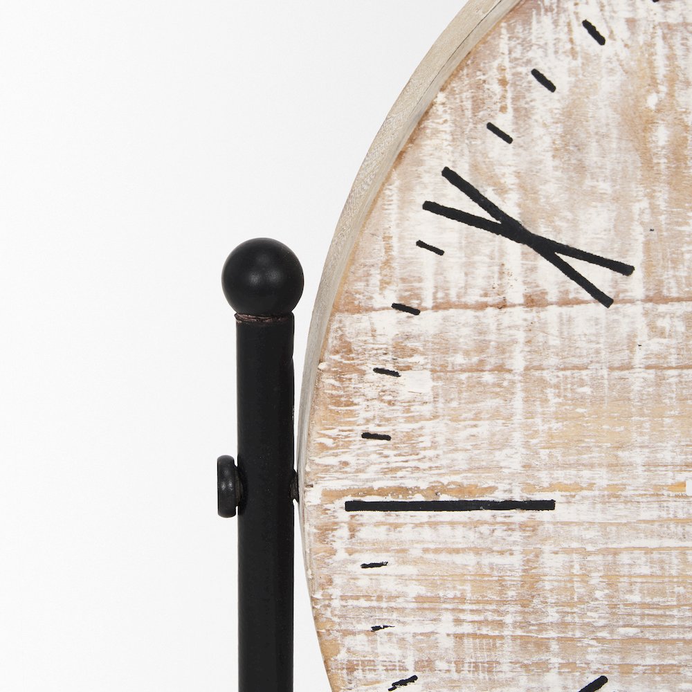 Raja Matte Black Metal Wood Table Clock. Picture 3