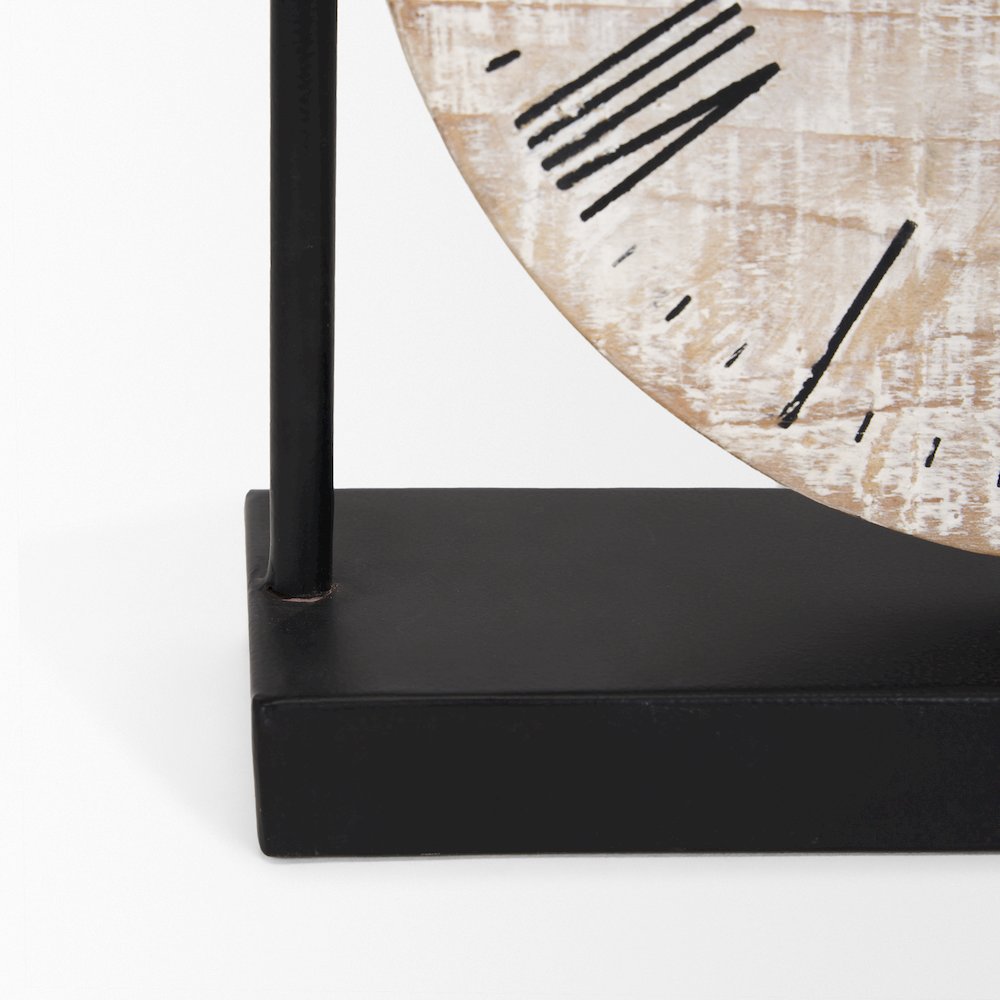 Raja Matte Black Metal Wood Table Clock. Picture 4