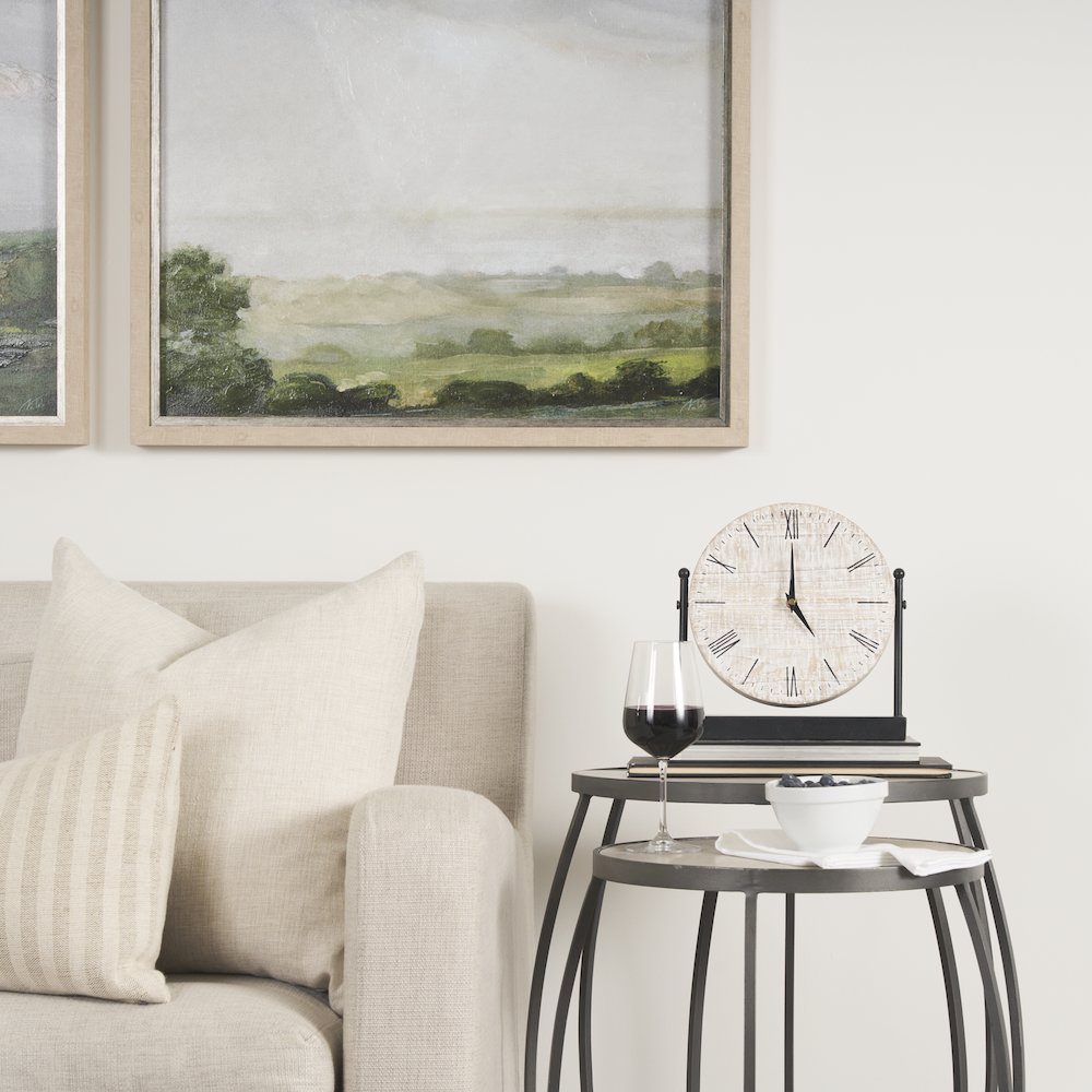 Raja Matte Black Metal Wood Table Clock. Picture 7