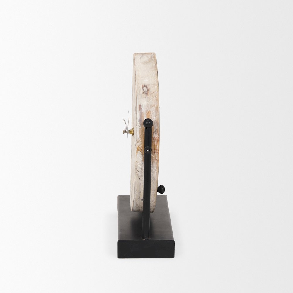 Raja Matte Black Metal Wood Table Clock. Picture 9