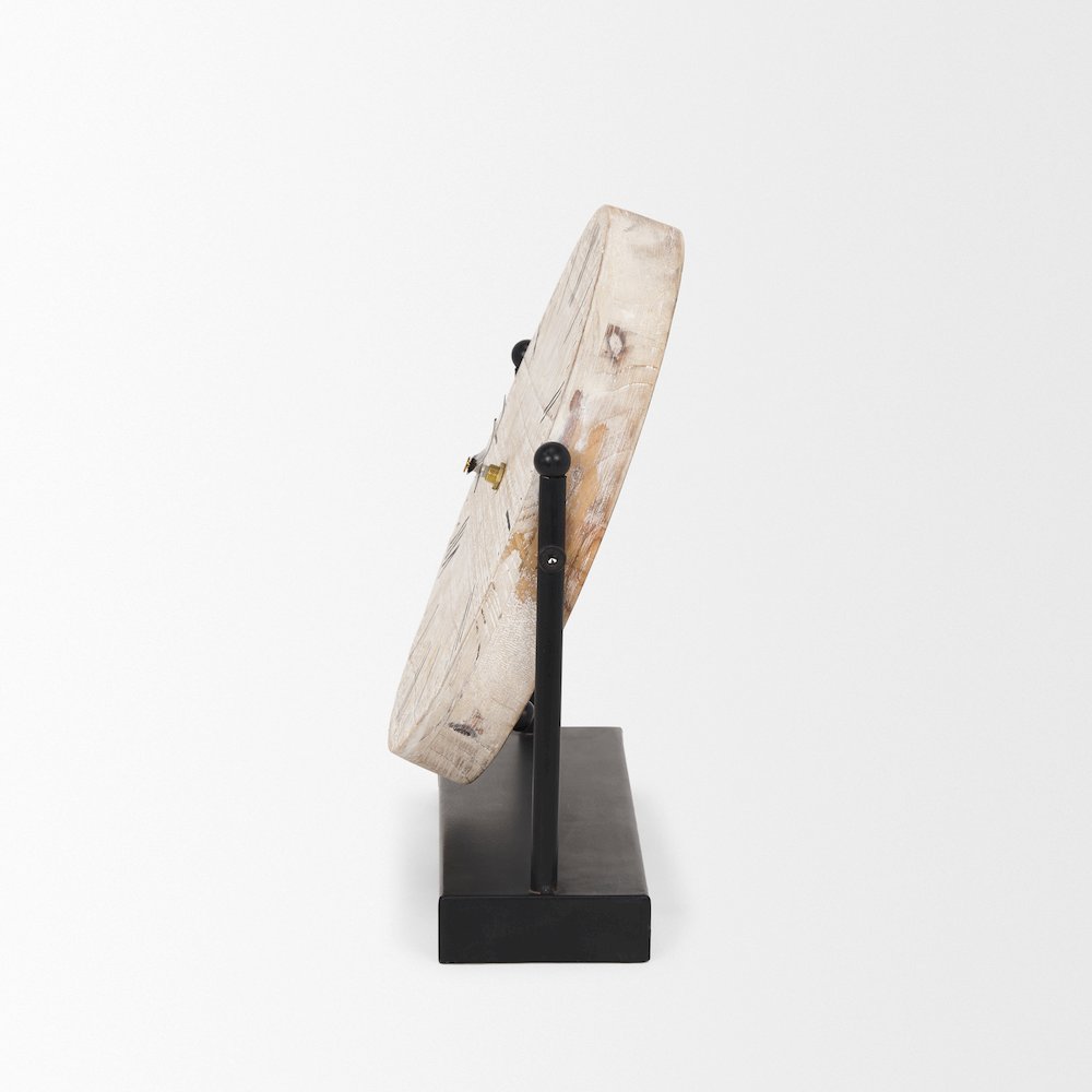 Raja Matte Black Metal Wood Table Clock. Picture 10