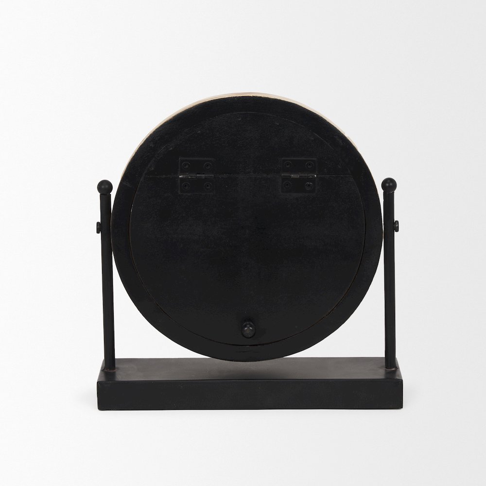 Raja Matte Black Metal Wood Table Clock. Picture 11