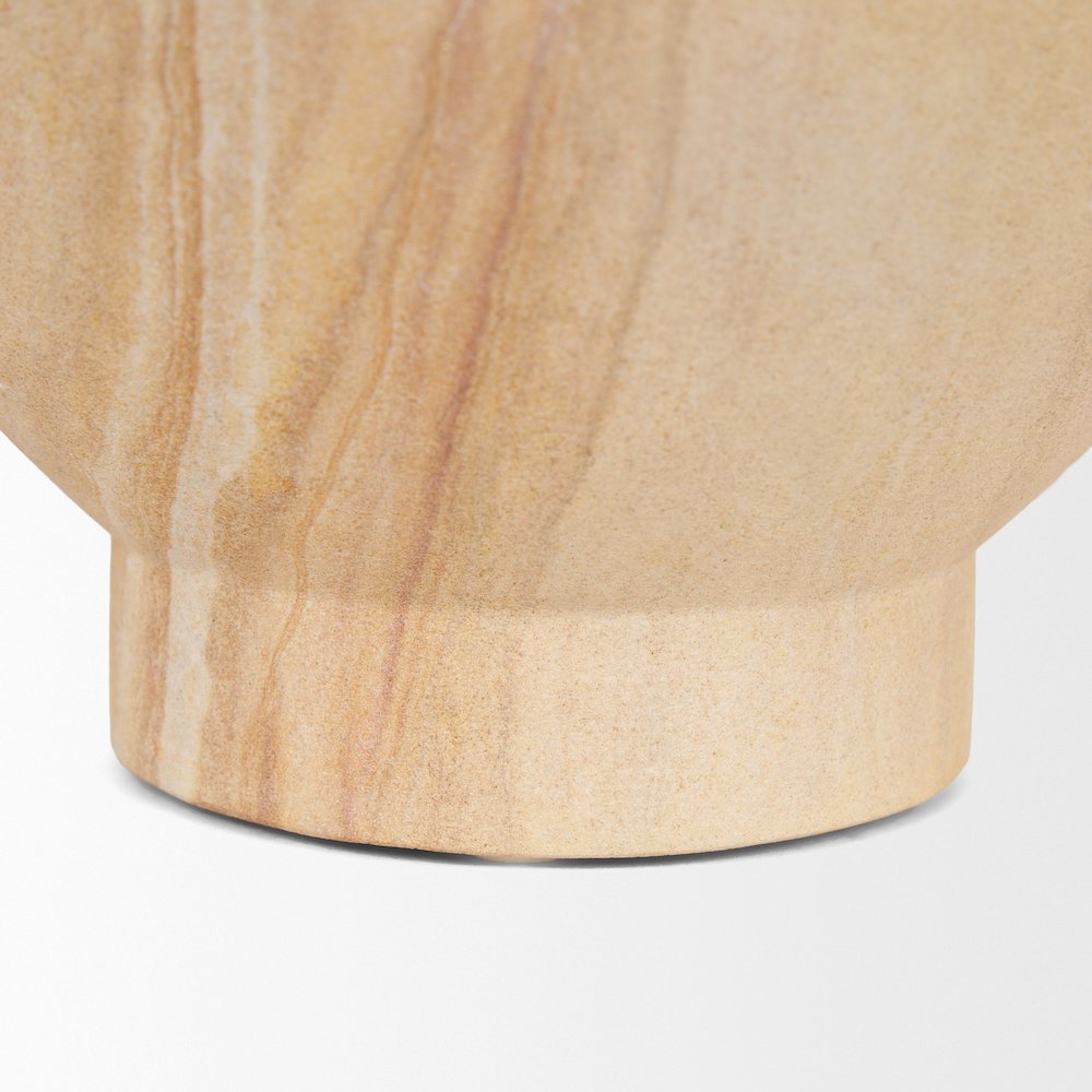 Beige Sandstone Decorative Pedestal Bowl. Picture 7