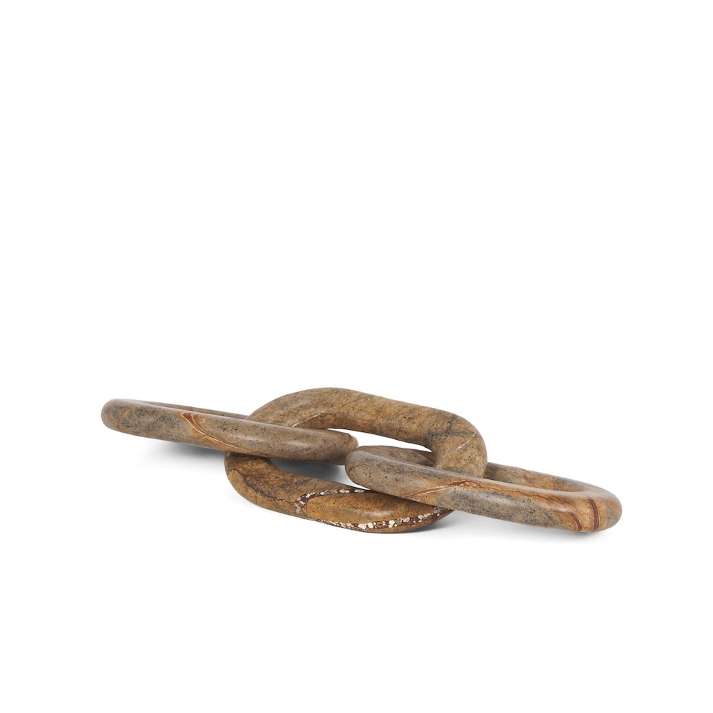 Reinir Red-Brown Marble Chain Link Decorative Object. Picture 1