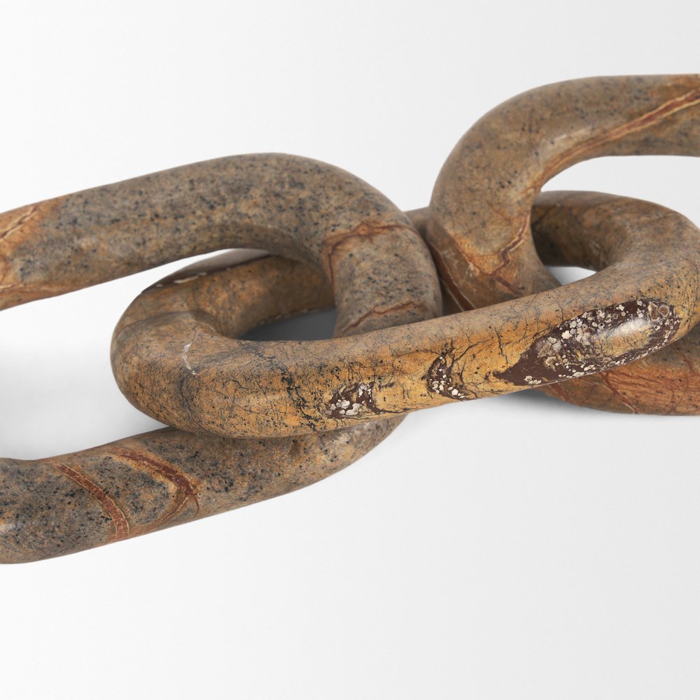 Reinir Red-Brown Marble Chain Link Decorative Object. Picture 8