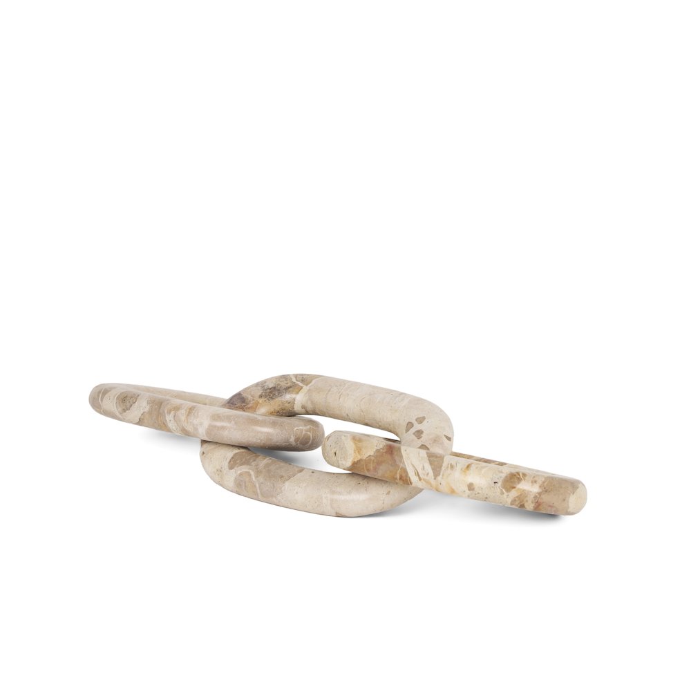 Reinir Beige Marble Chain Link Decorative Object. Picture 1