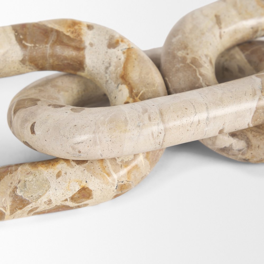 Reinir Beige Marble Chain Link Decorative Object. Picture 2