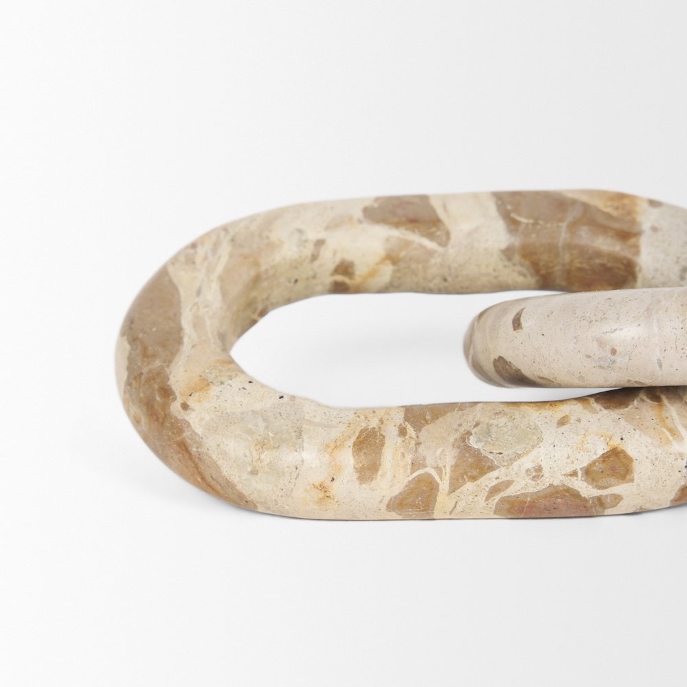 Reinir Beige Marble Chain Link Decorative Object. Picture 3
