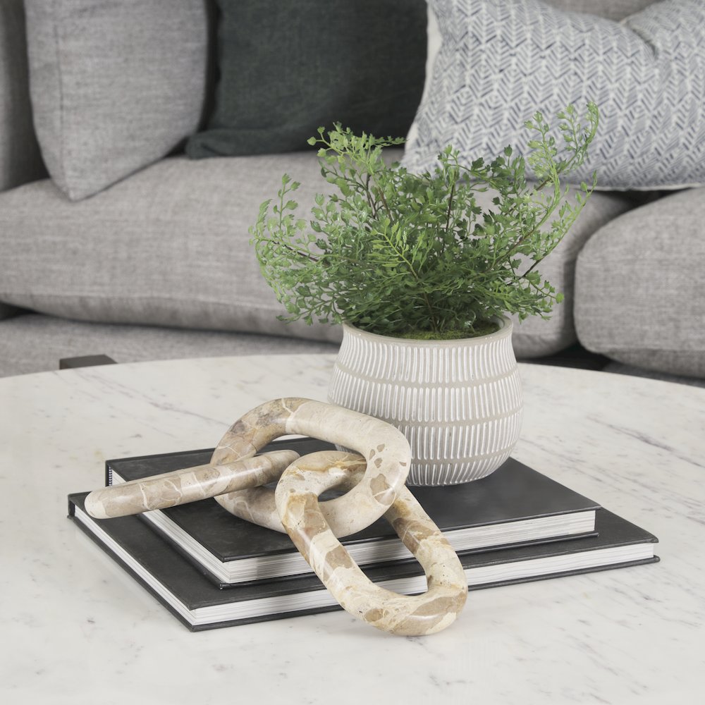 Reinir Beige Marble Chain Link Decorative Object. Picture 7