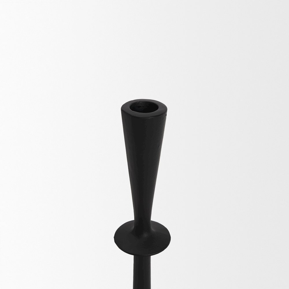 Qwin Matte Black Cast Aluminum Medium Candle Holder. Picture 5