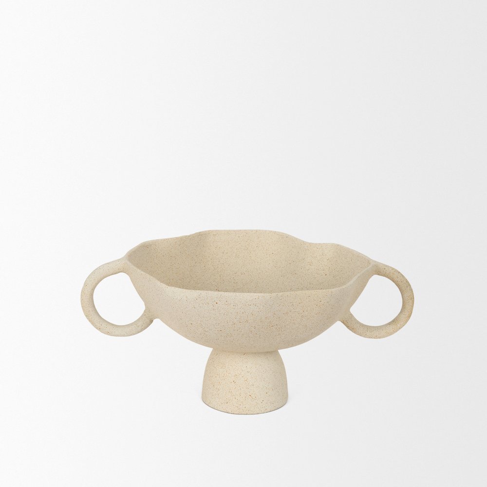 Beige Textured Small Metal Decorative Bowl. Picture 5
