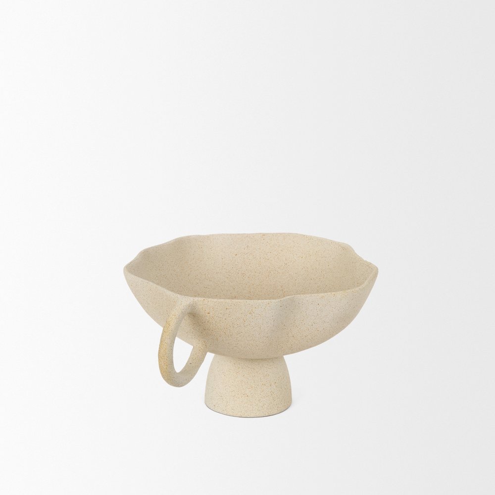 Beige Textured Small Metal Decorative Bowl. Picture 7