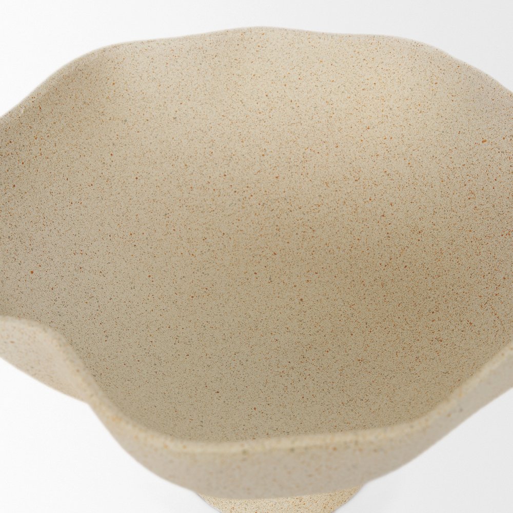 Beige Textured Small Metal Decorative Bowl. Picture 9