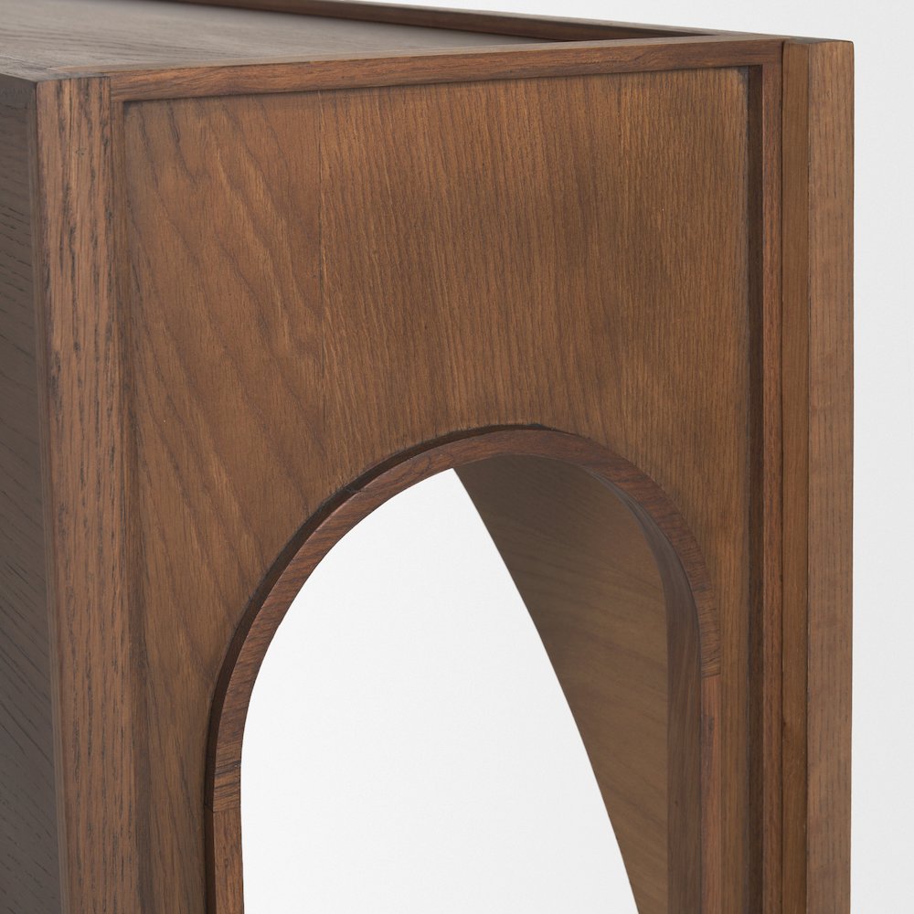 Dark Brown Wood Arched Console Table. Picture 2