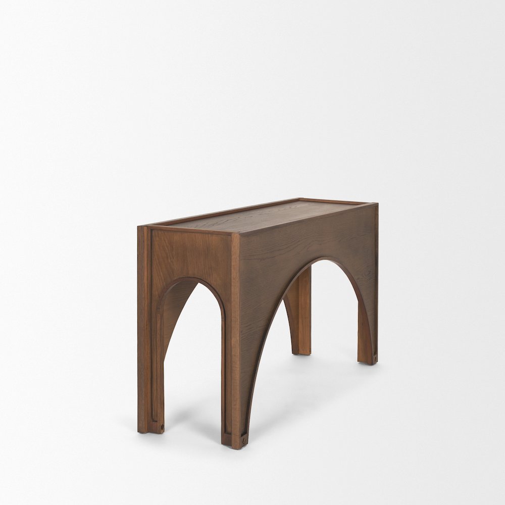 Dark Brown Wood Arched Console Table. Picture 9