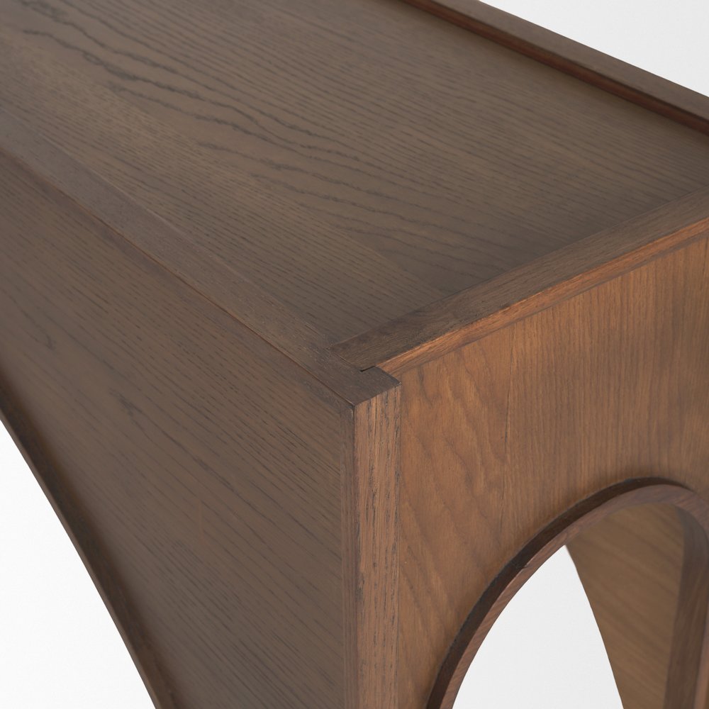 Dark Brown Wood Arched Console Table. Picture 11