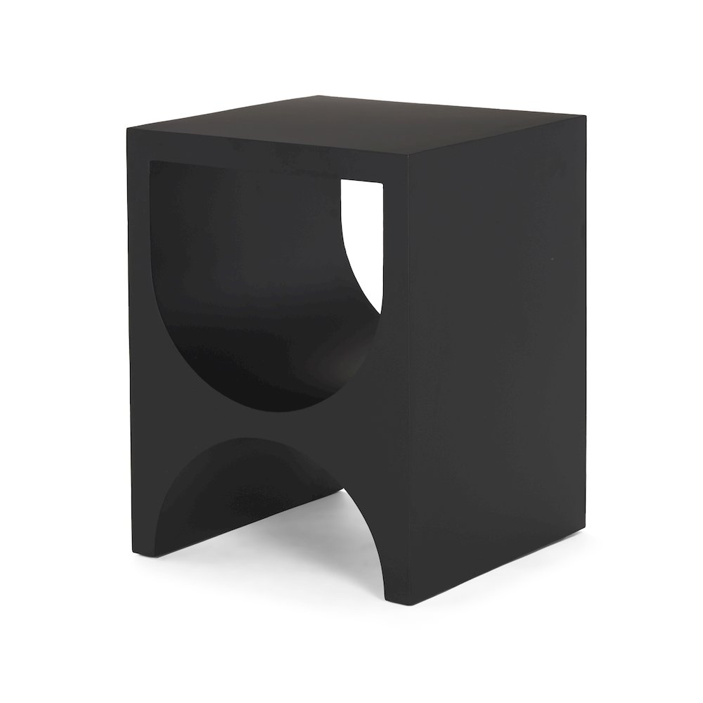 Matte Black Square Metal Side Table. Picture 1