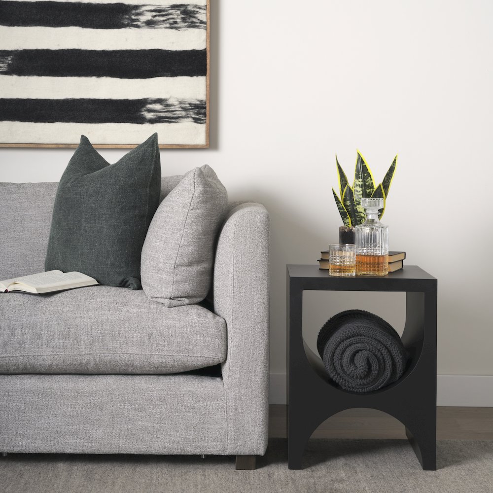 Matte Black Square Metal Side Table. Picture 2